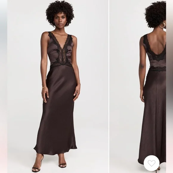 knee length dresses for ladies Shona Joy Allegra lace panelled maxi dress – Boutique Hire main image 1